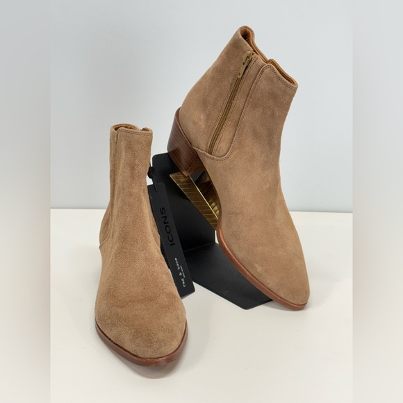 RAG & BONE ICONS Tan suede heeled ankle booties size 8.5 - Picture 1 of 10